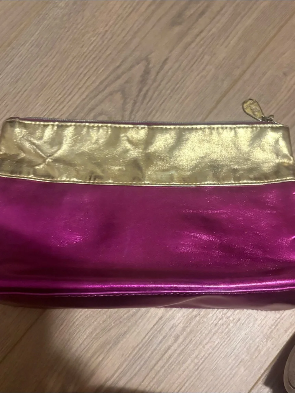 Younique Metallic Fuchsia and Gold Makeup Pouch